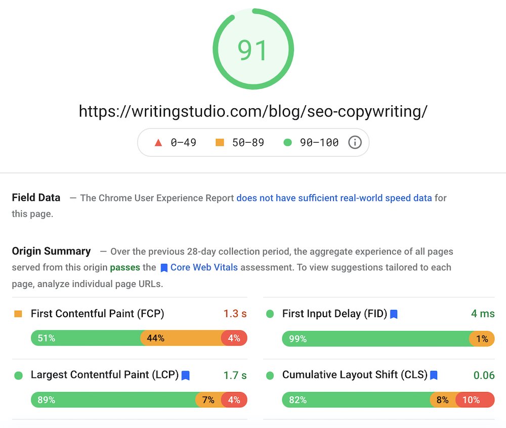testing page speed performance with google's pagespeed insights