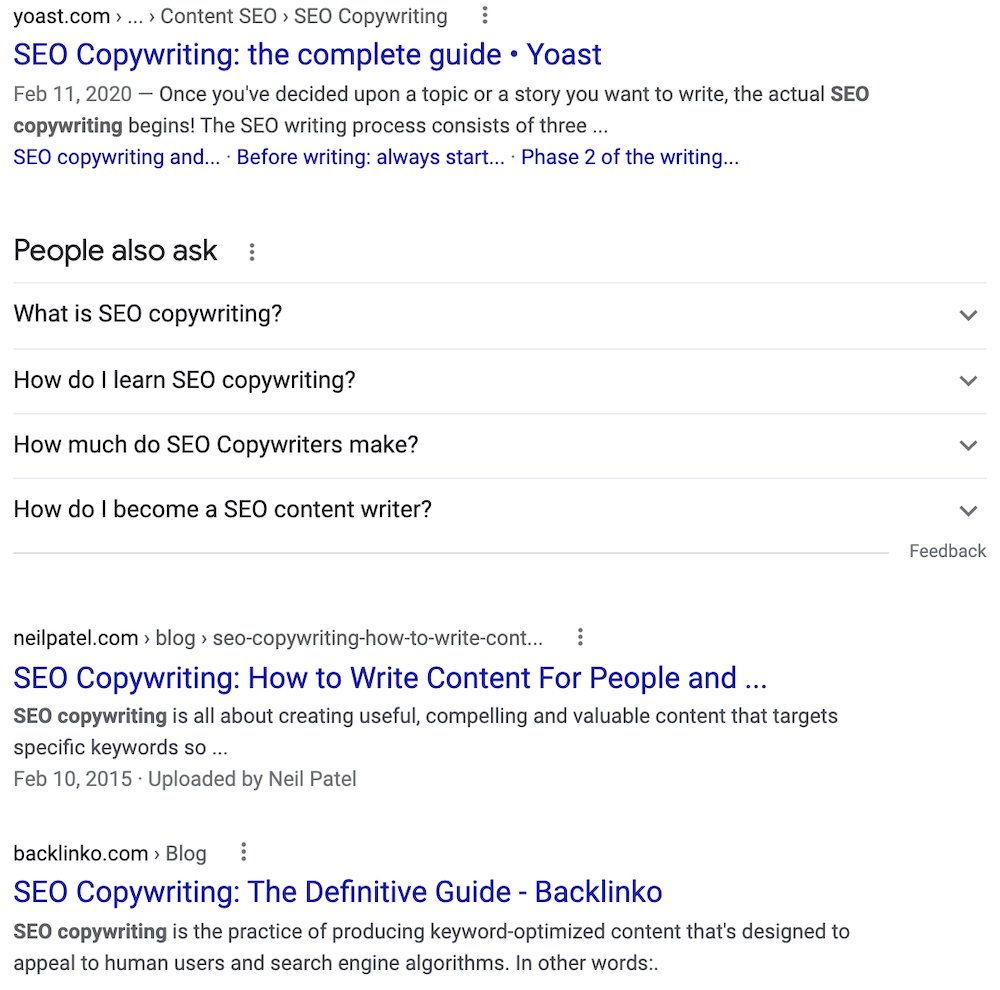top three google search results for the keyword 