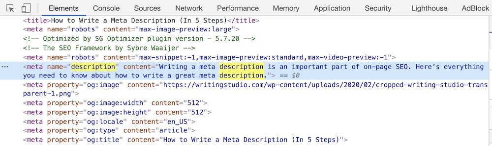 meta description html attribute