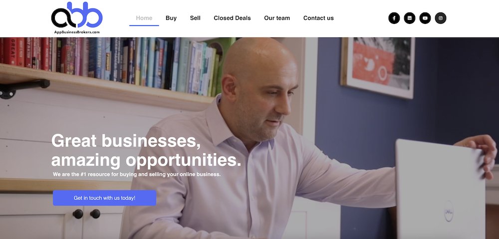 a screenshot of the AppBusinessBrokers' homepage