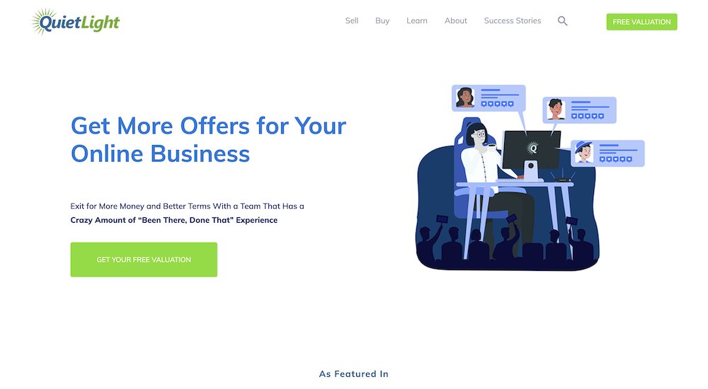 a screenshot of the Quiet Light homepage