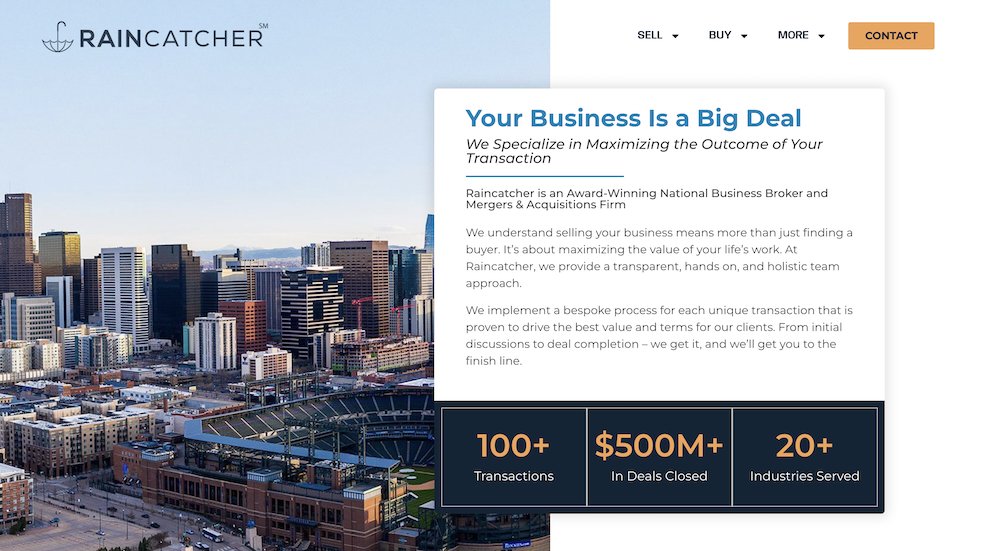 a screenshot of the Raincatcher homepage