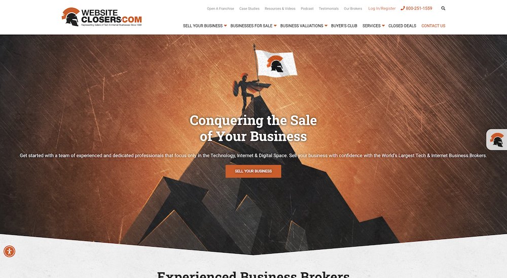a screenshot of the Website Closers homepage