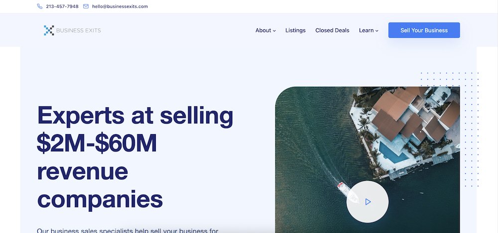 a screenshot of the Business Exits homepage