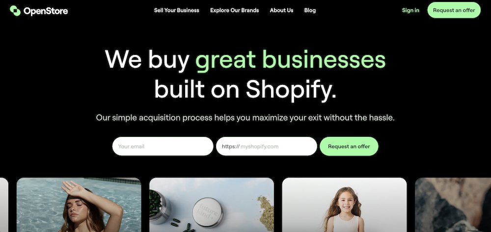 a screenshot of the OpenStore homepage
