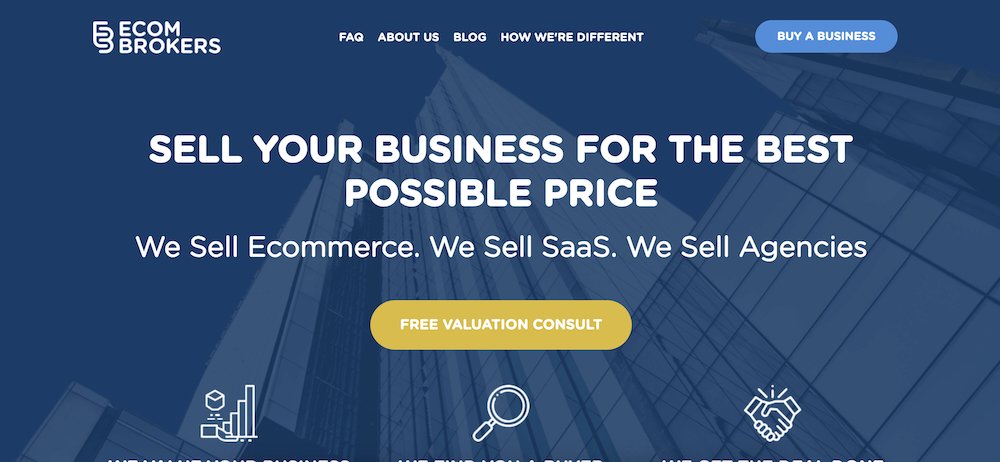 a screenshot of the EcomBrokers homepage
