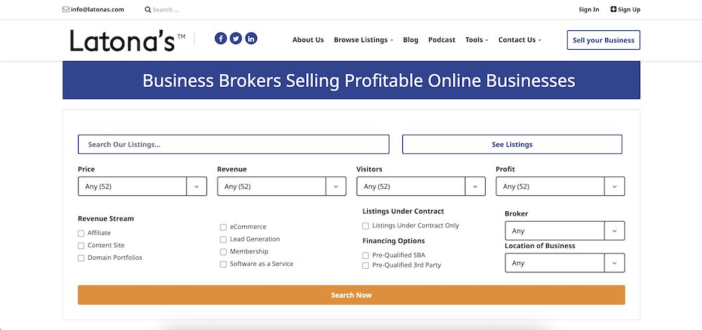 a screenshot of the Latona's homepage