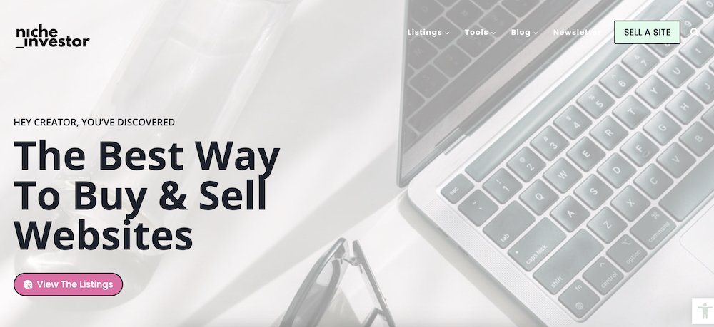 a screenshot of the Niche Investor homepage